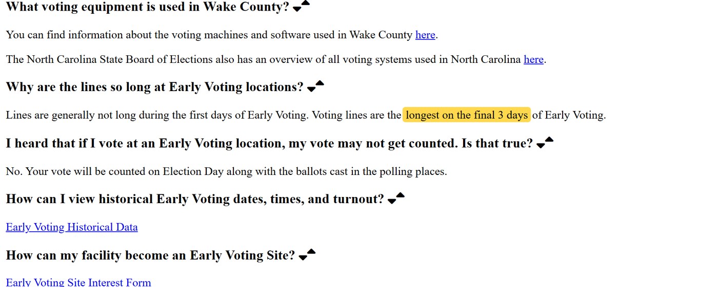 Wake County FAQ: voting lines are the longest on the final 3 days of Early Voting