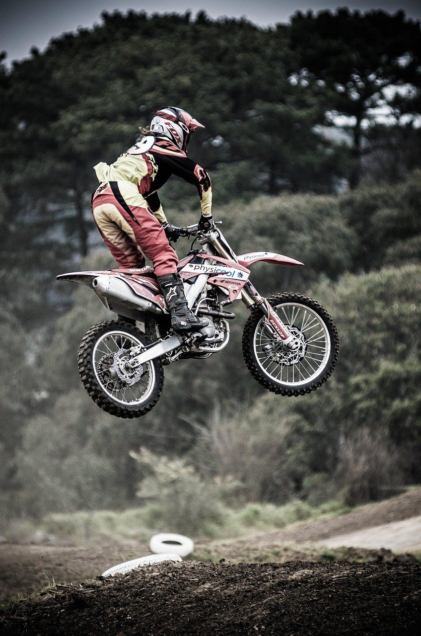 Dirt bike in mid-air