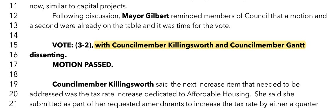 May 8, 2025 work session minutes: vote 3-2, with Councilmember Killingsworth and Councilmember Gantt dissenting.